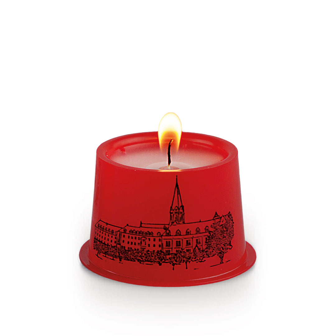 Bildopferlicht rot Mehrweg mit individuellem Motiv - Brenndauer ca. 4 Std.