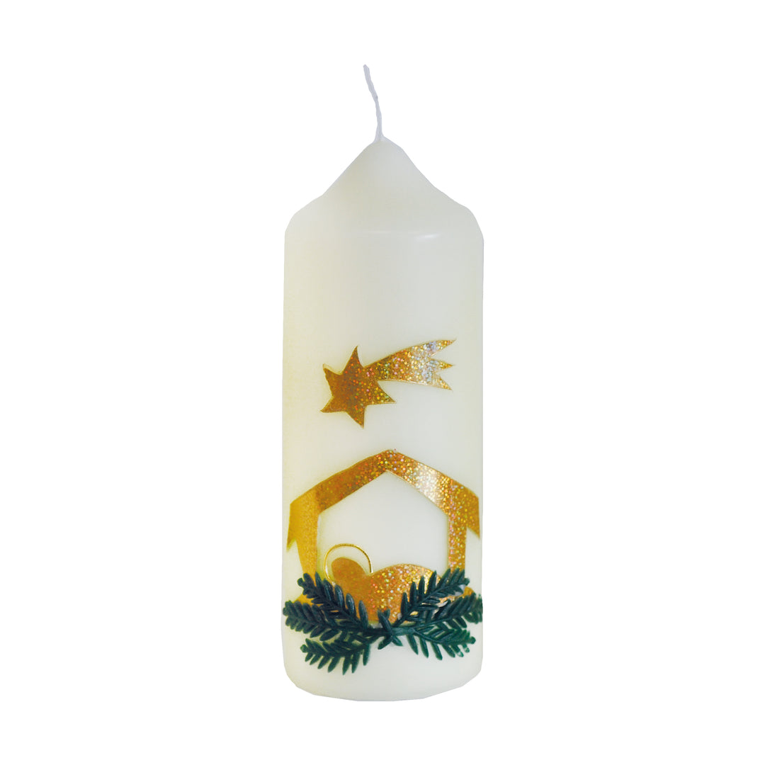 Weihnachtskerze 160x60 mm W 101 handverziert