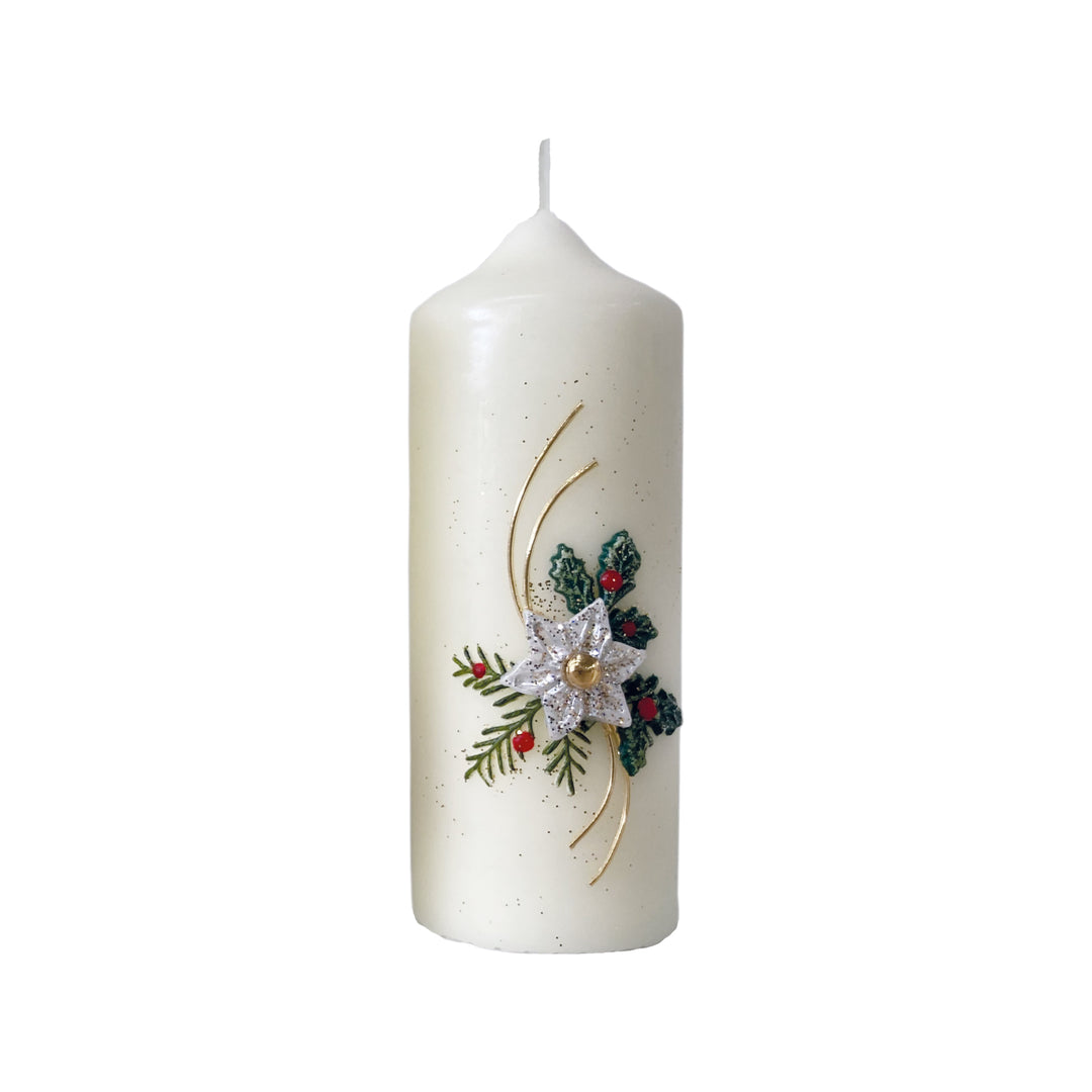 Weihnachtskerze 160x60 mm W 102 handverziert