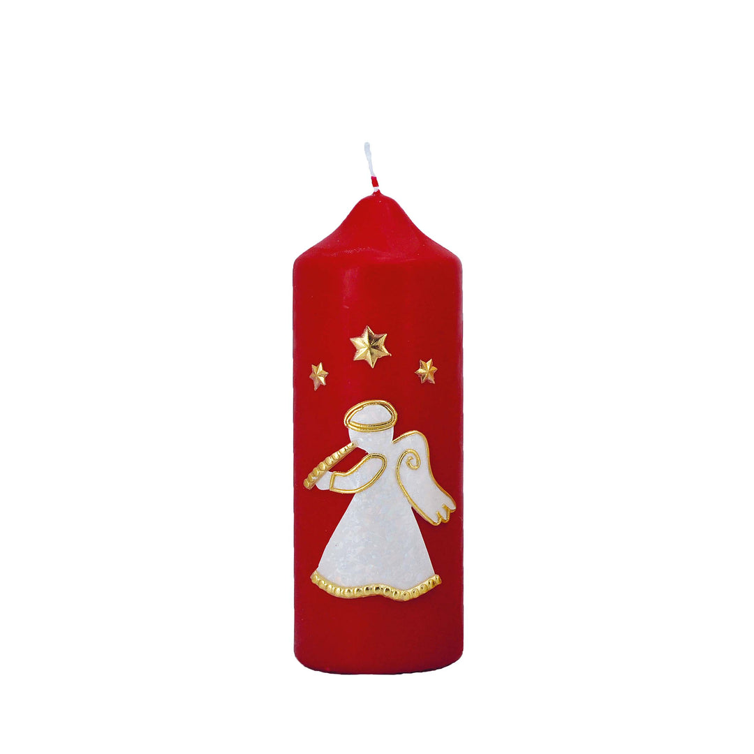Weihnachtskerze 165x60 mm W 80 handverziert rot