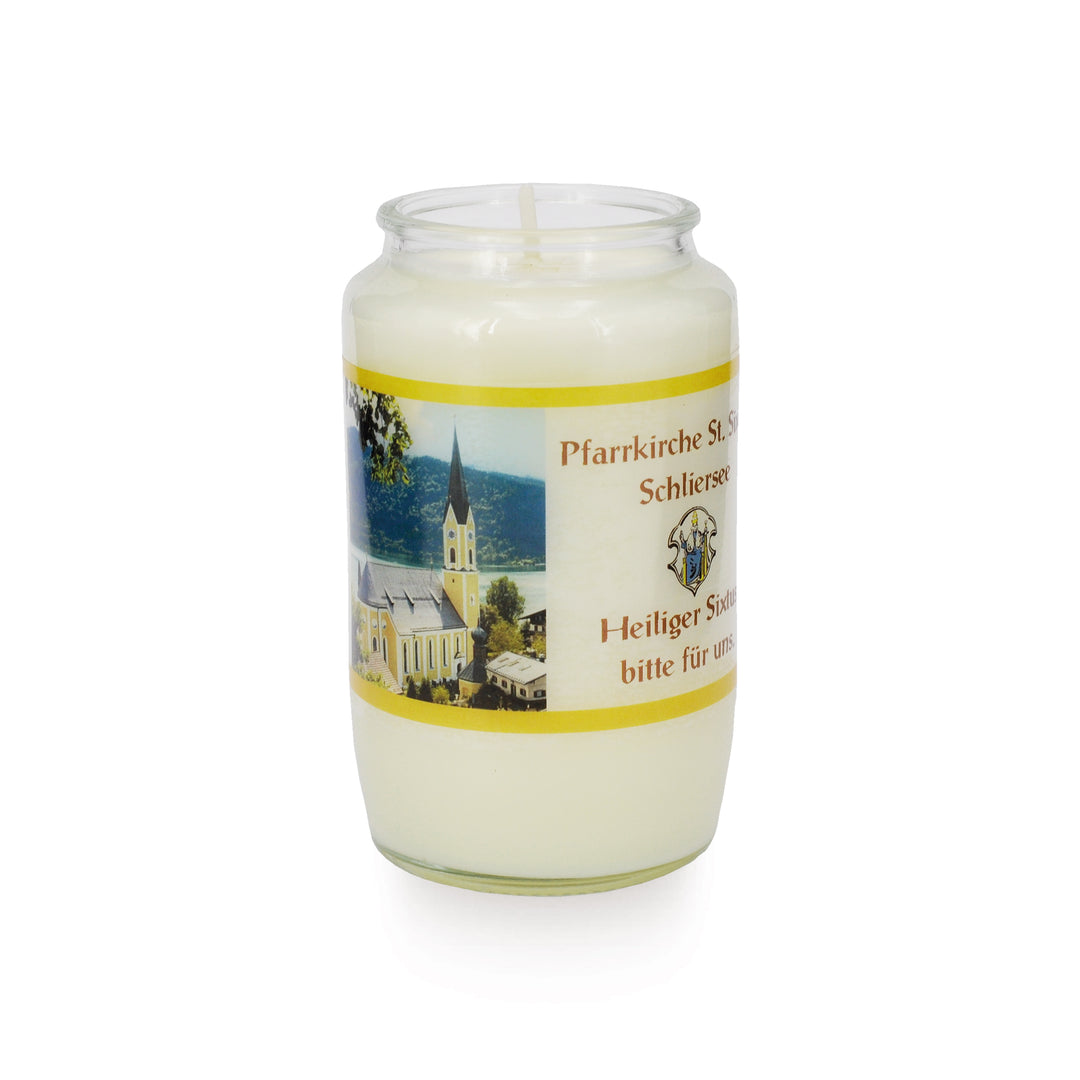 Motivlicht Glas Nr. 147 Brenndauer ca. 2 Tage mit individuellem Motiv rundum