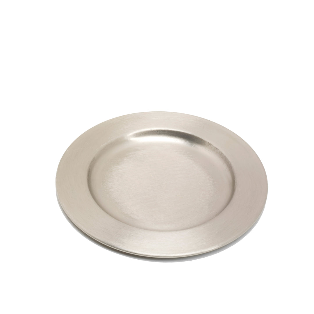 Kerzenteller rund Rand breit Messing vernickelt Ø 14 cm Nr. 18