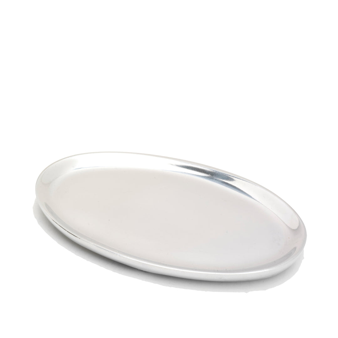 Kerzenteller oval Aluminium poliert 17 x 10 cm Nr. 5