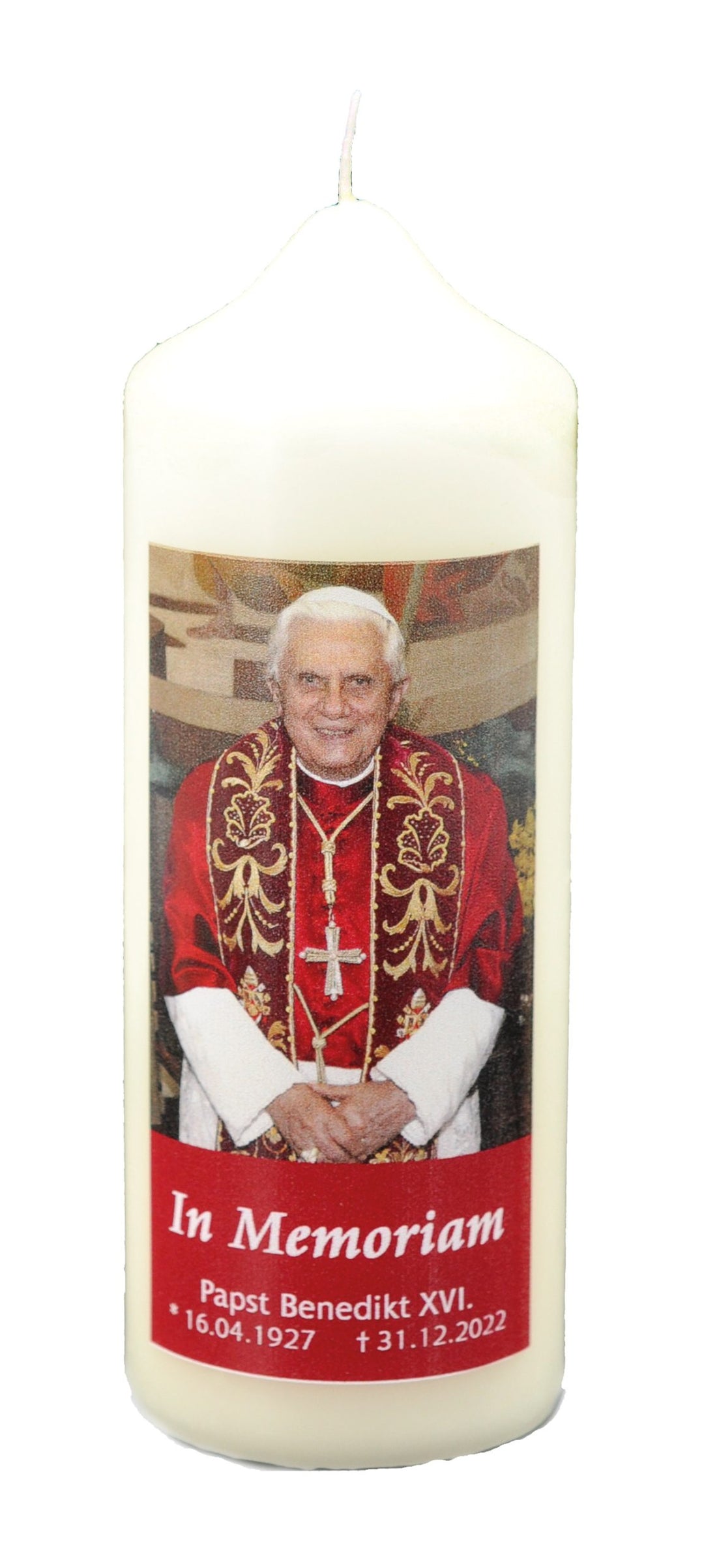 In Memoriam Papst Benedikt XVI. Fotokerze 165x60 mm PB 08